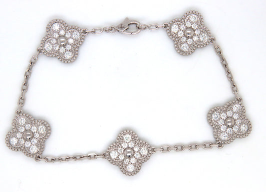 18KT White Gold Five Motifs Diamond Bracelet