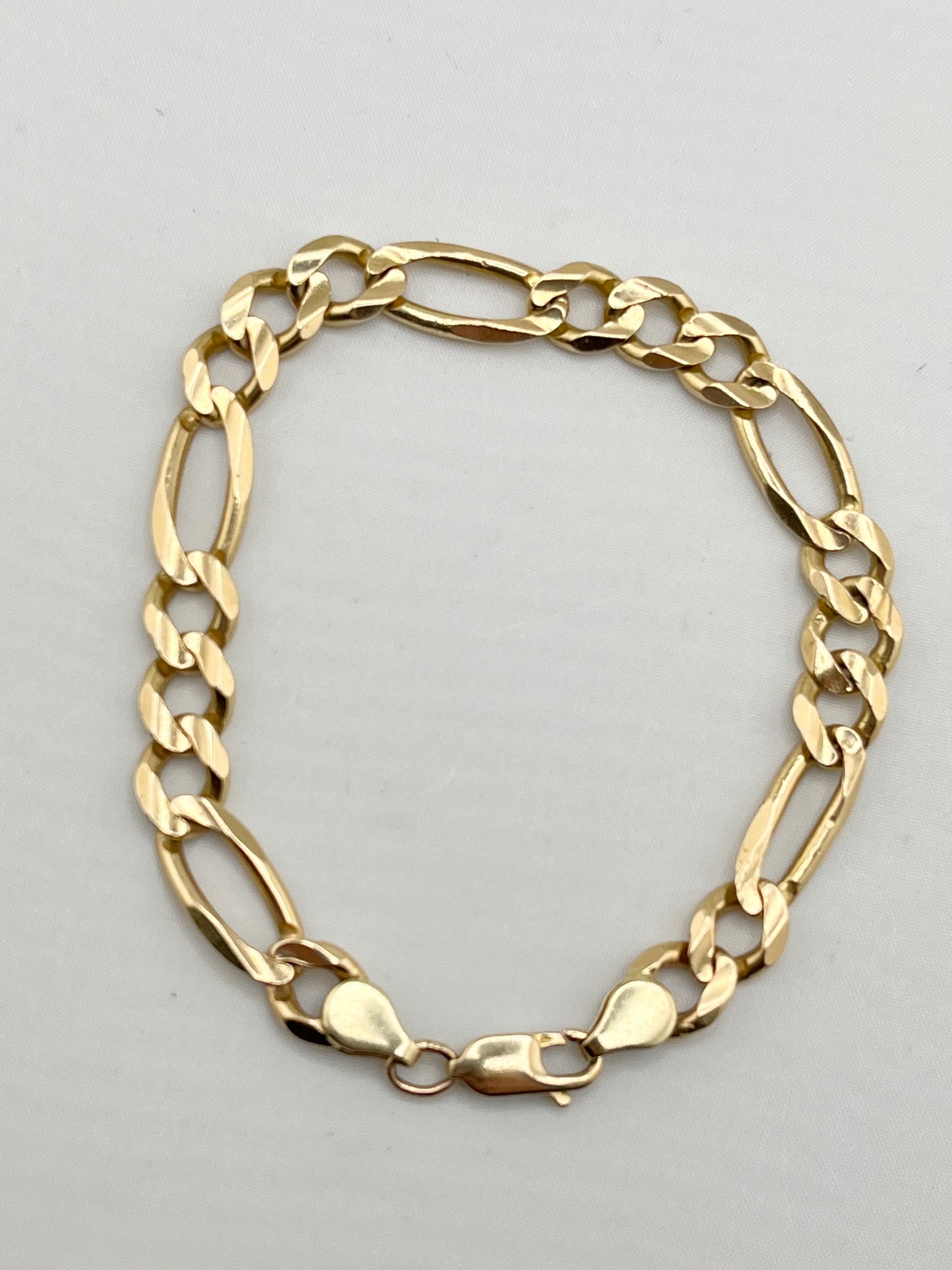 14KT Yellow Gold Flat Solid Figaro Chain Bracelet