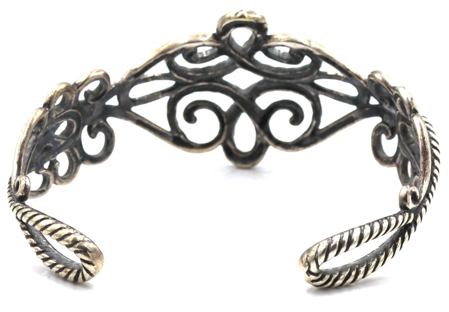 925 Sterling Silver Vintage Carolyn Pollack Scroll Rope Cuff bracelet