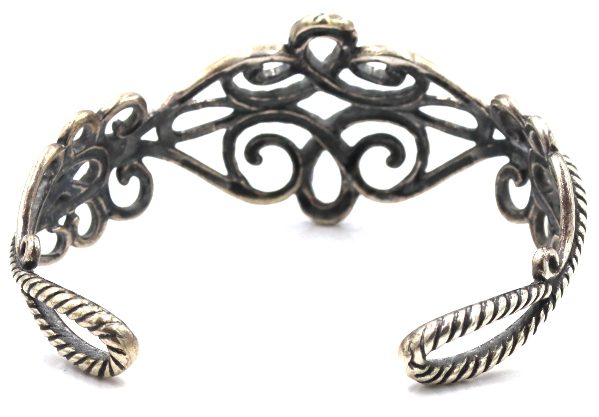 925 Sterling Silver Vintage Carolyn Pollack Scroll Rope Cuff bracelet