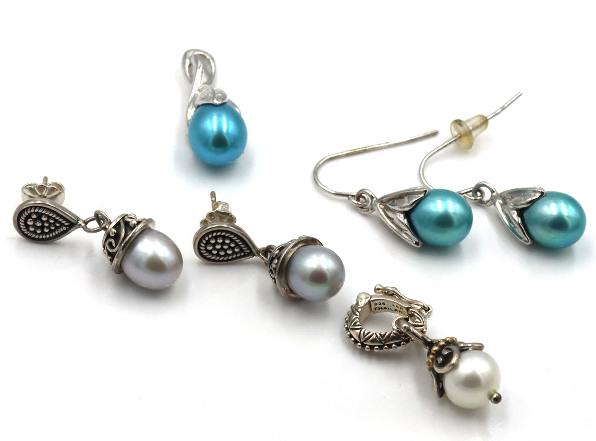 925 Sterling silver earrings and 2 pendants