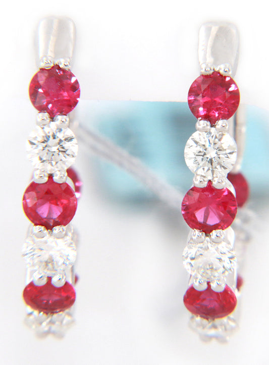 Brand New Ruby and Diamond Inside Out Hoop Earrings