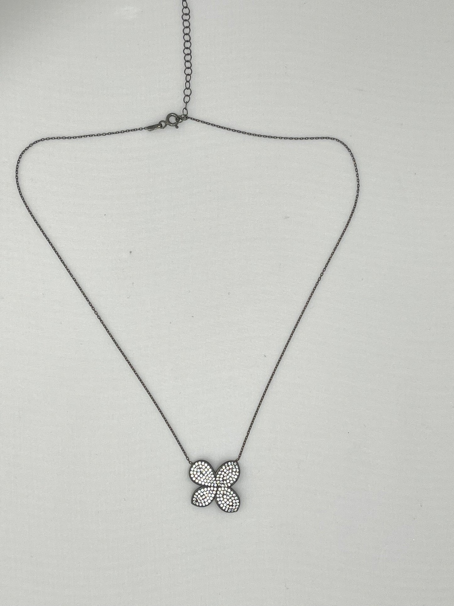 925 Black Rhodium Sterling Silver Fiore Pendant Necklace