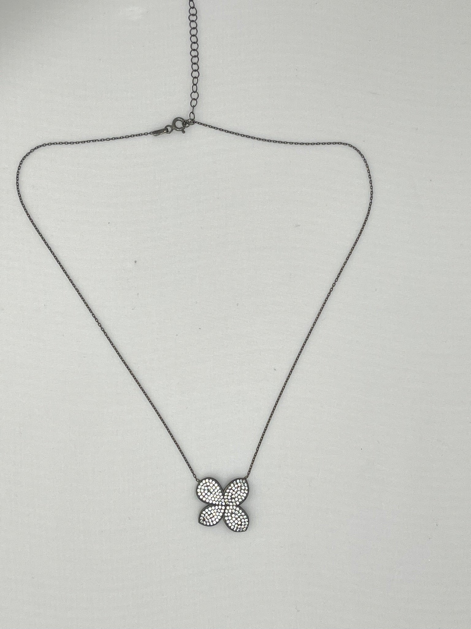925 Black Rhodium Sterling Silver Fiore Pendant Necklace