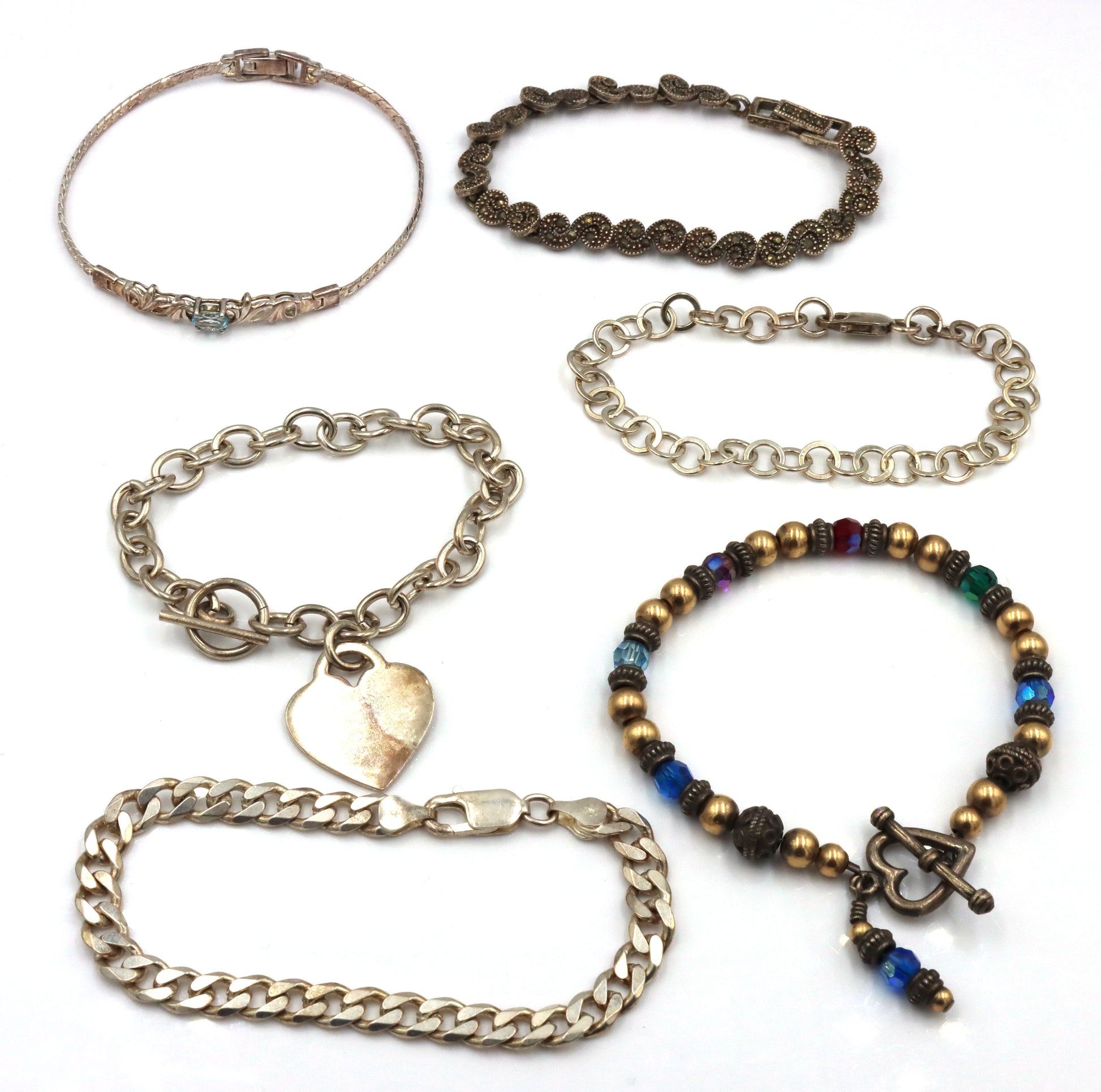 Vintage 925 sterling silver lot of 6 bracelets