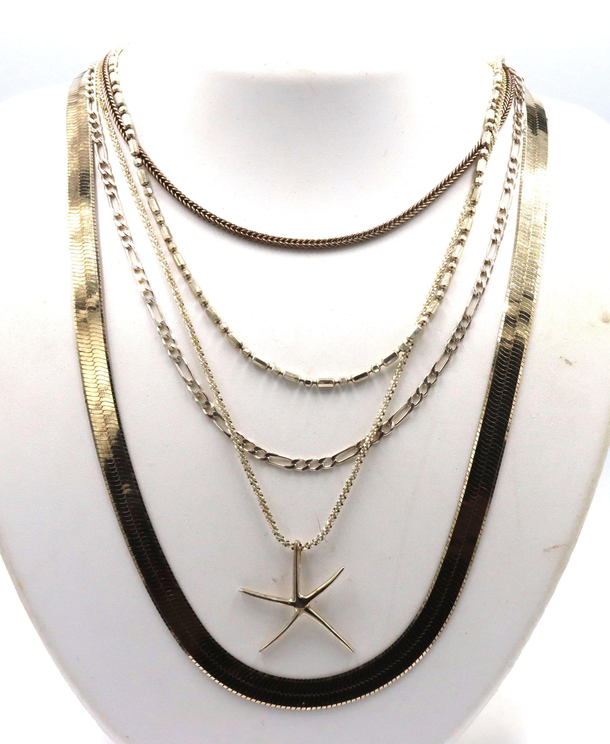 Vintage 925 sterling silver group lot of 5 pendants on chains