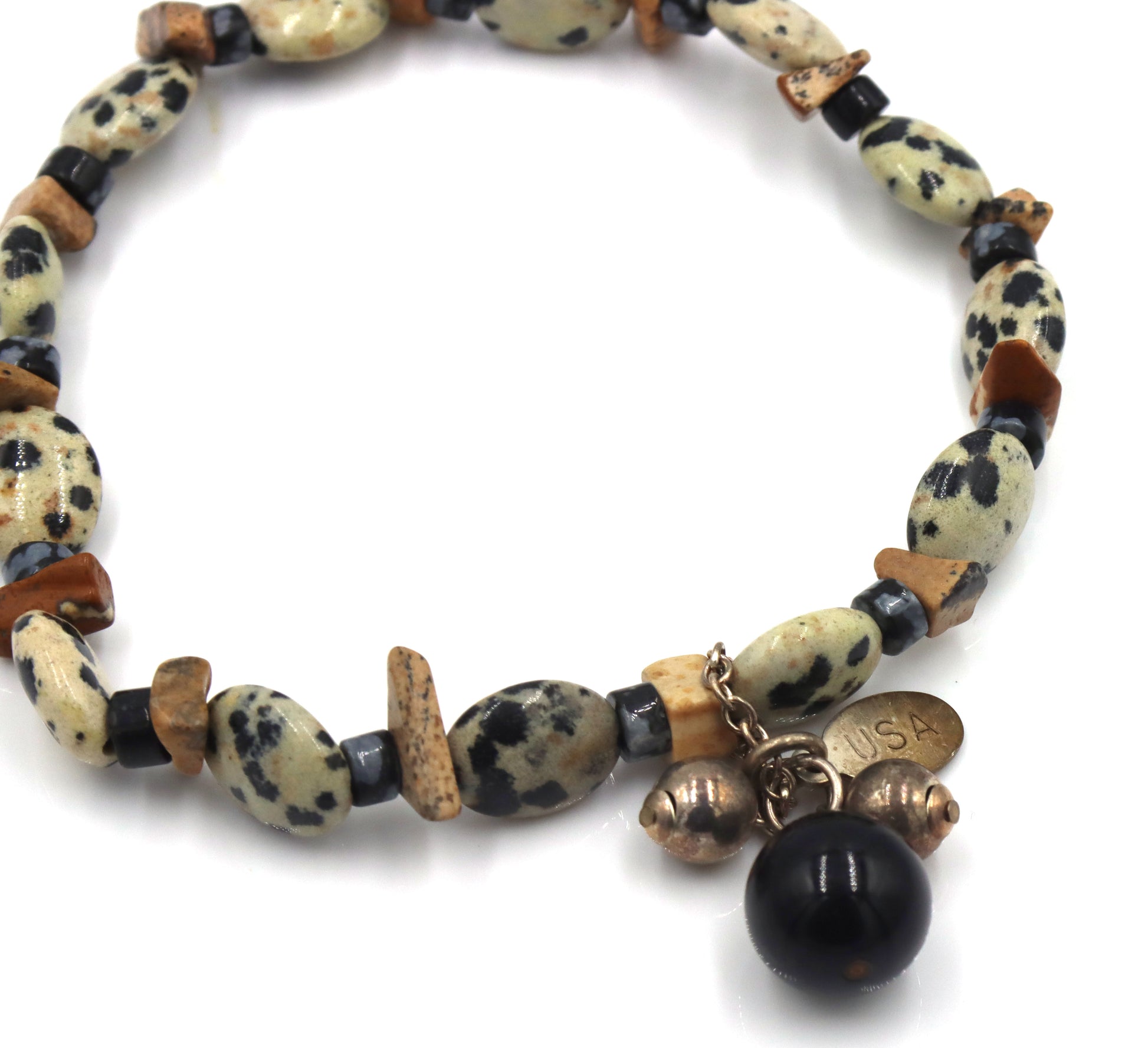 Jasper bracelet with 925 sterling silver charms