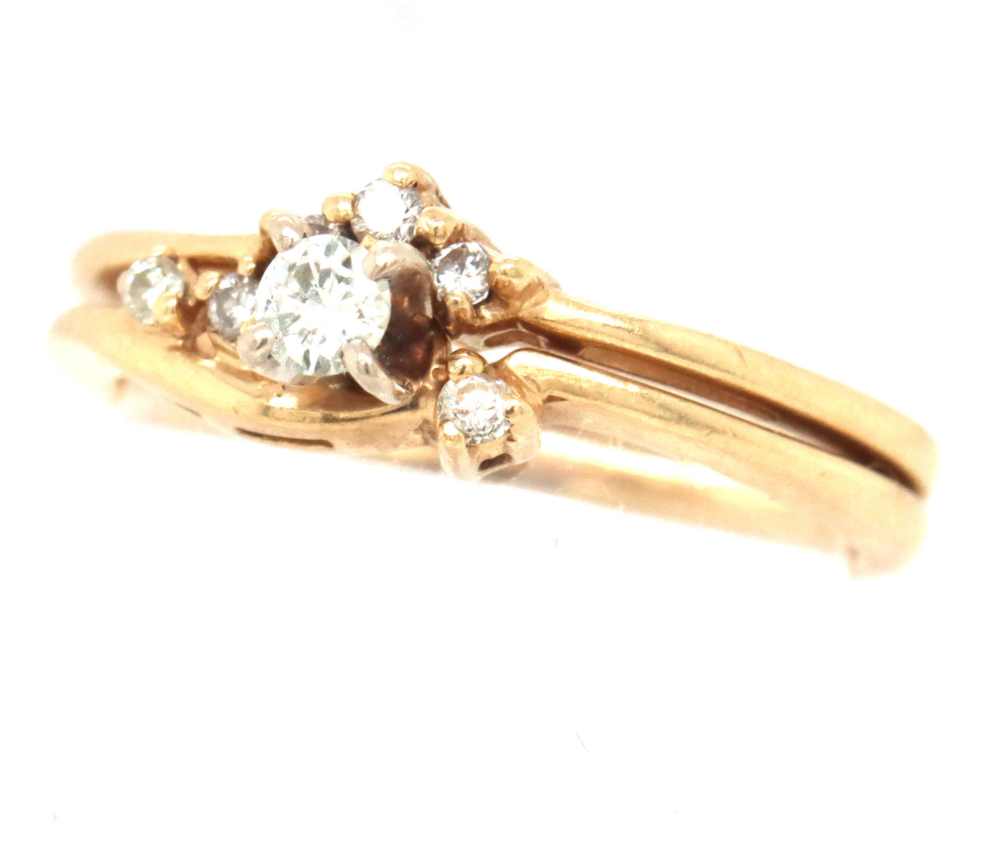 14kt Yellow gold cubic zirconia wedding set