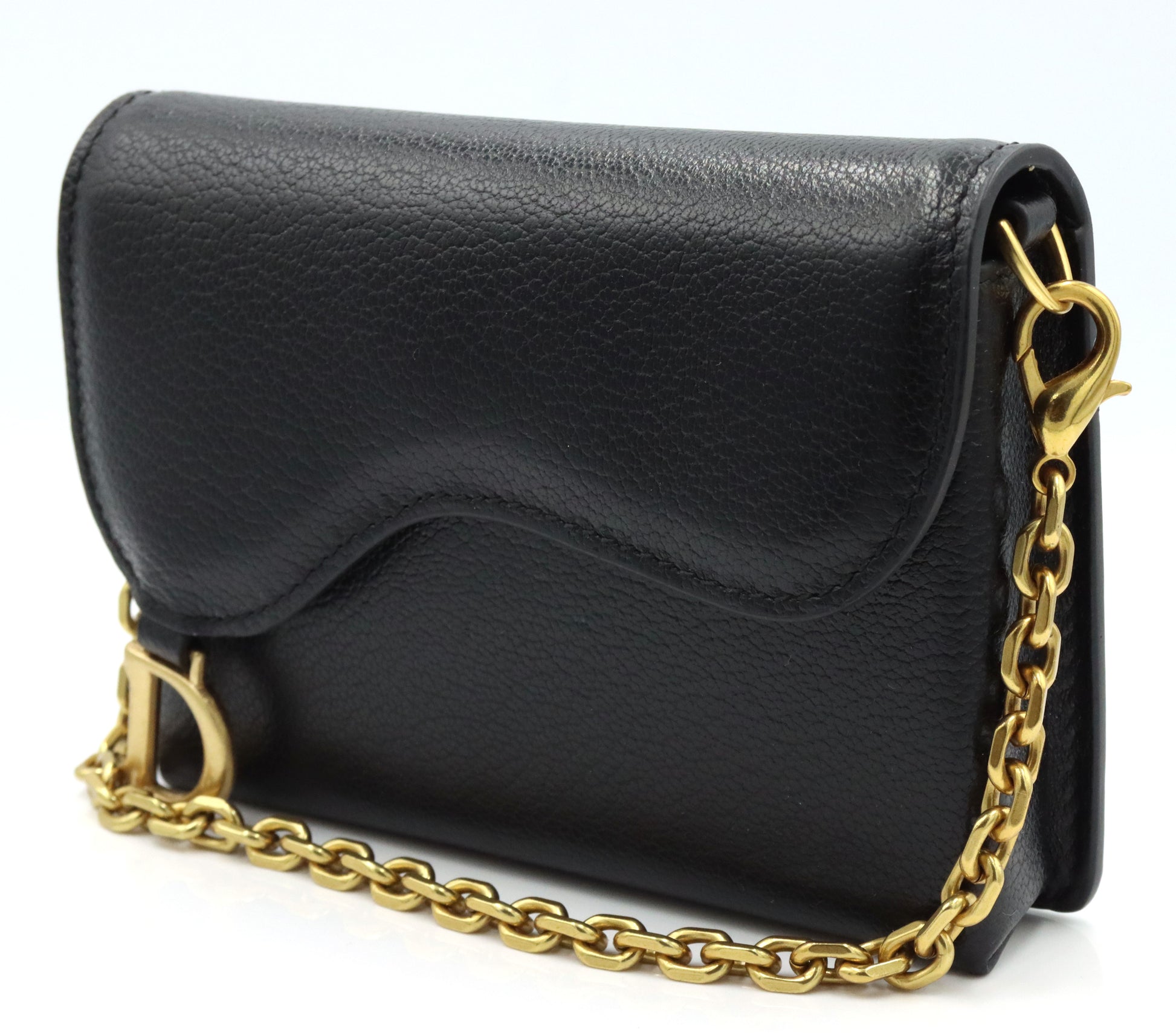 Italian black leather small wallet belt bag