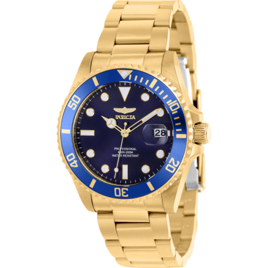 Invicta Pro Diver Womens Quartz Blue Dial Gold Tone Stainless Steel Watch 38mm