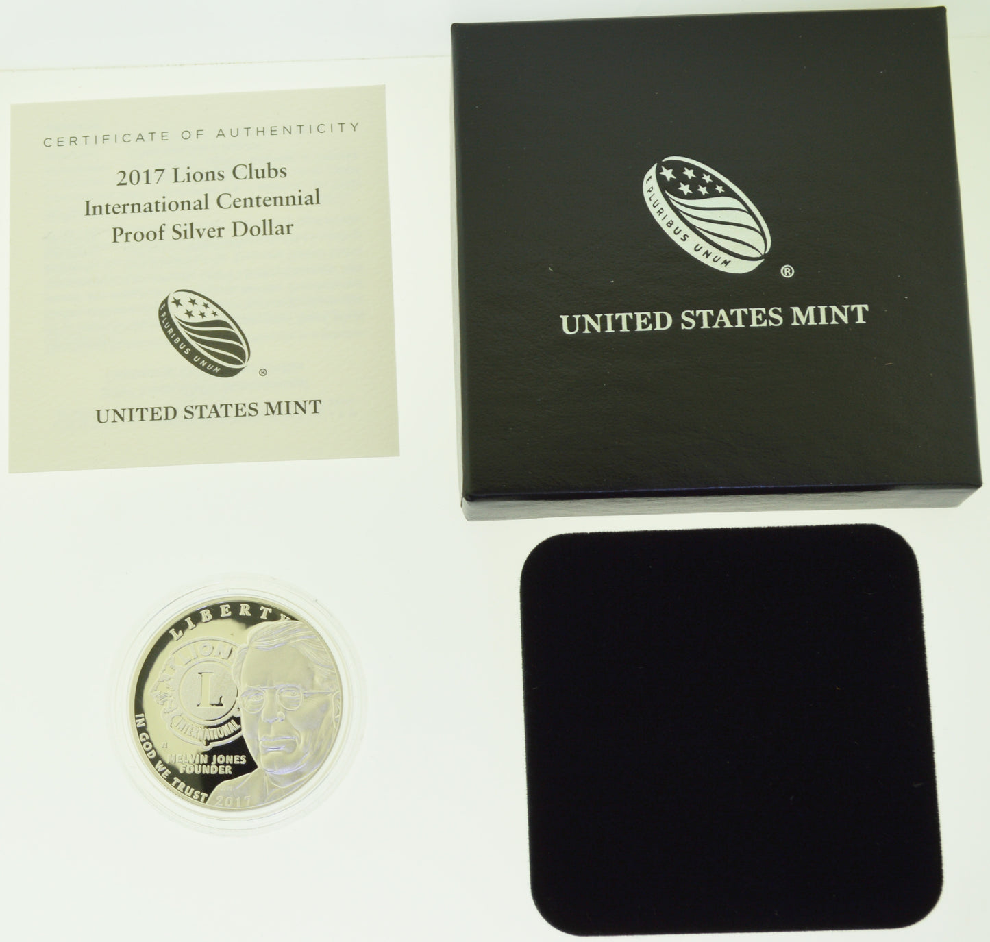 2017-P Lions Club International Centennial Silver Dollar Proof, U.S. Mint, Box & COA