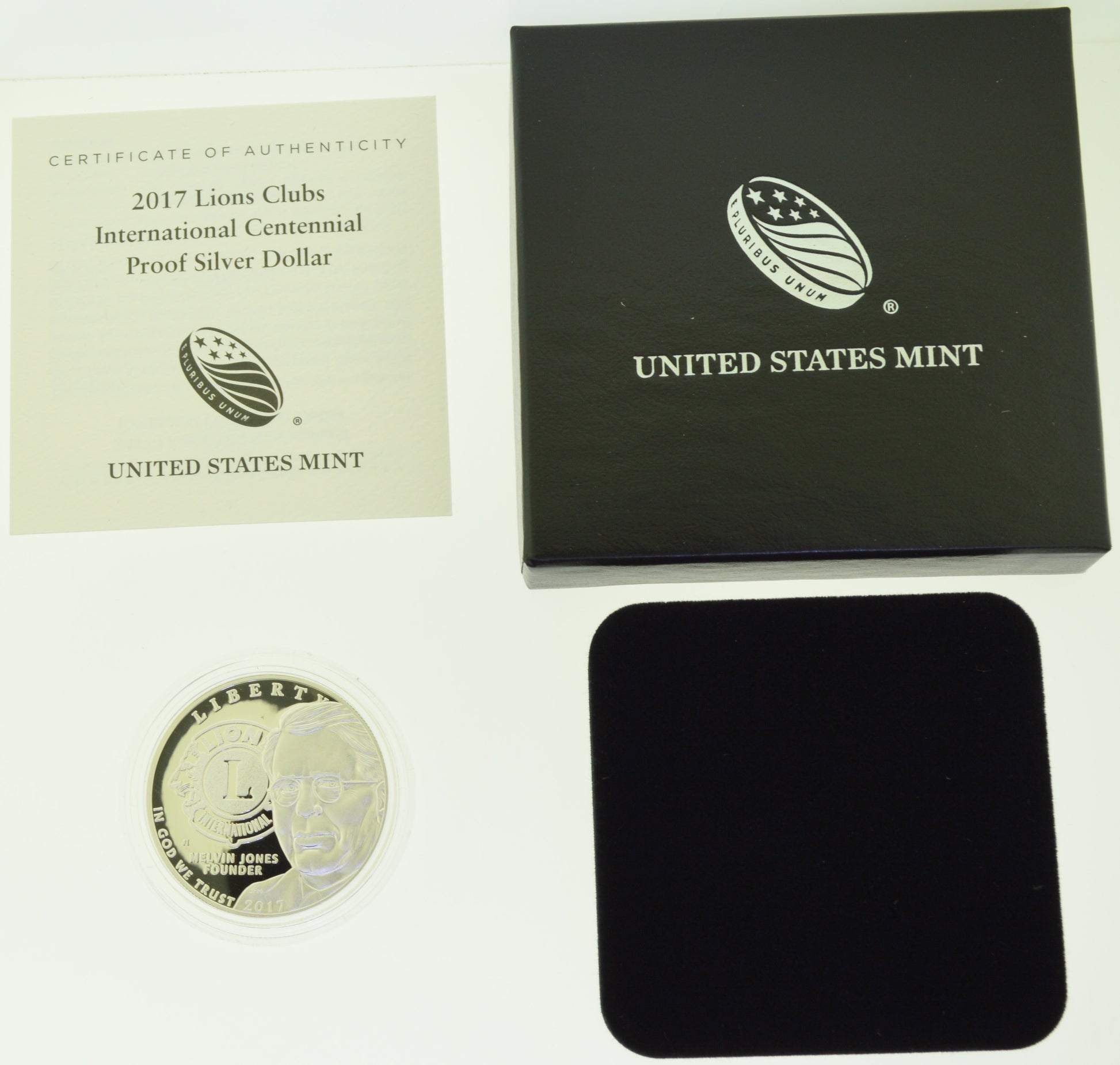 2017-P Lions Club International Centennial Silver Dollar Proof, U.S. Mint, Box & COA