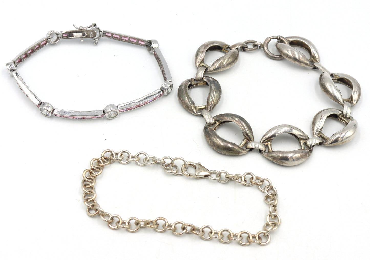 Group lot of 3 Vintage 925 sterling silver bracelets
