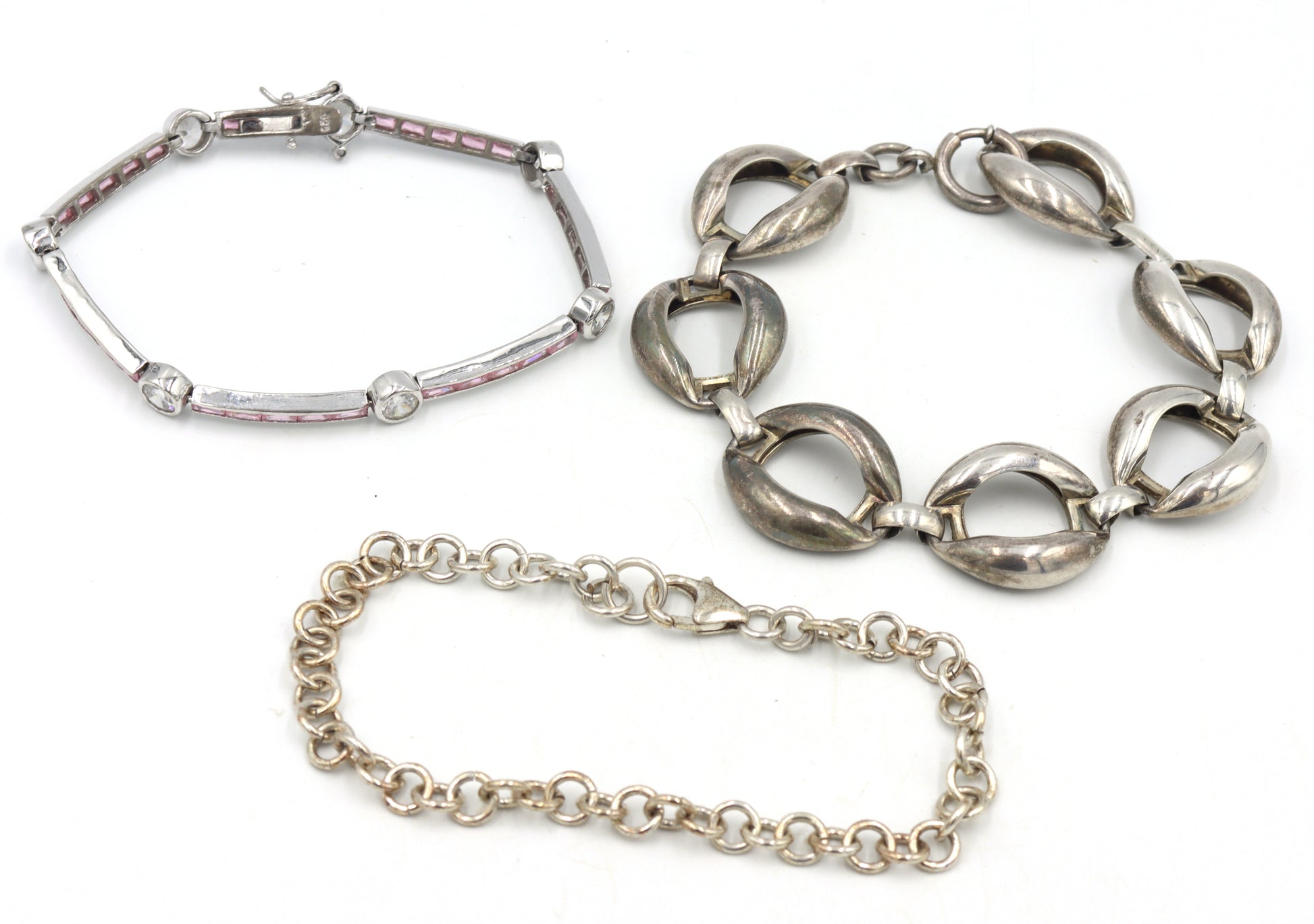 Group lot of 3 Vintage 925 sterling silver bracelets