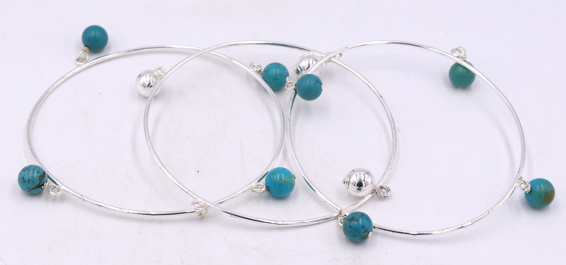 Set of 3 925 sterling silver charm bangles