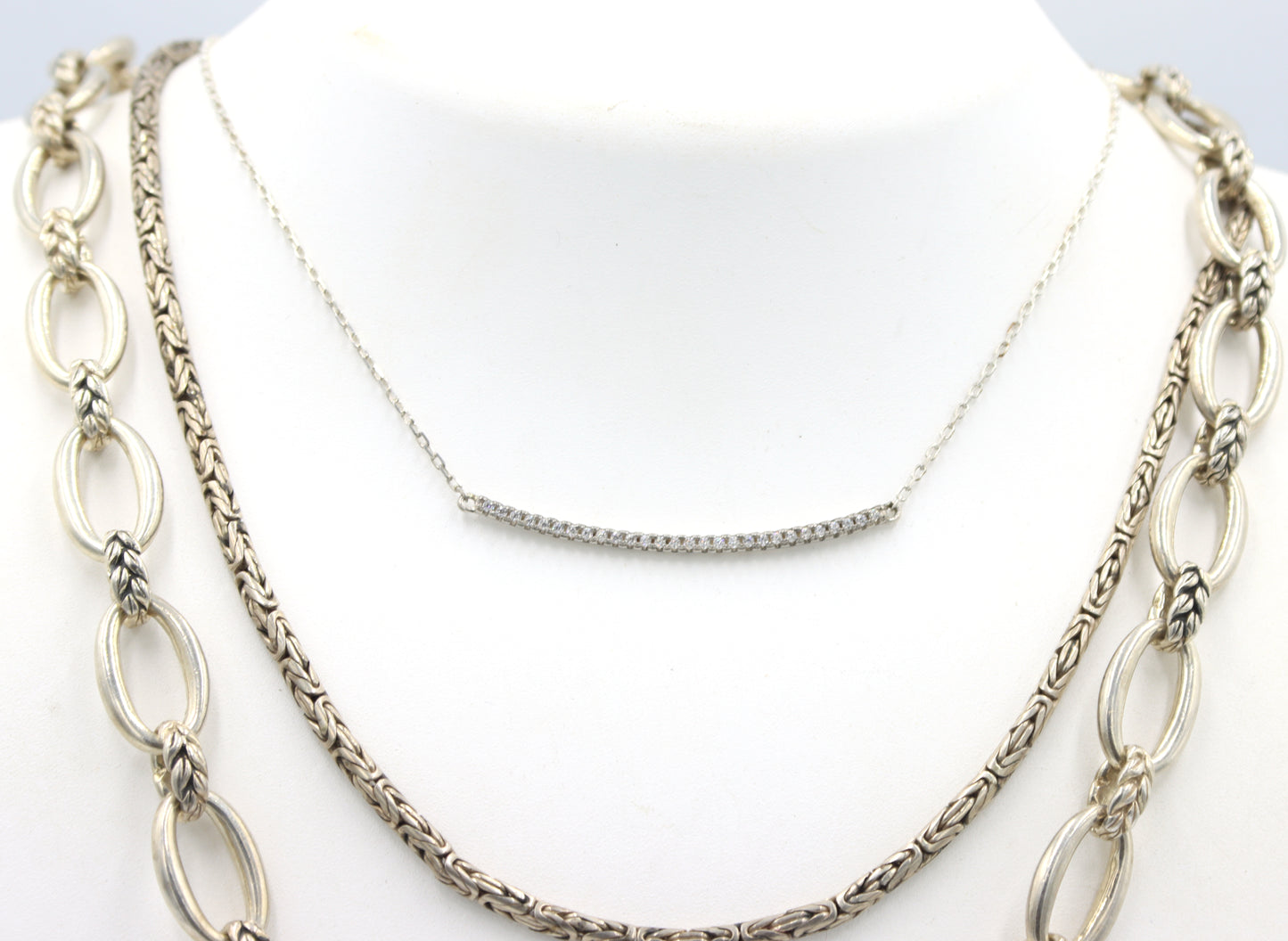 Group lot of 3 Vintage 925 sterling silver necklaces