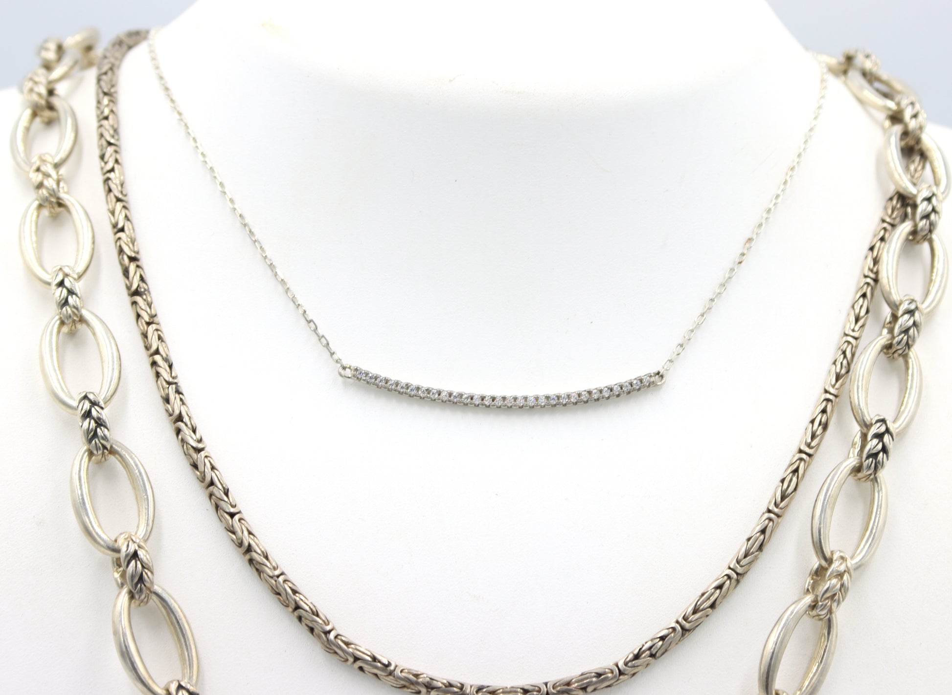 Group lot of 3 Vintage 925 sterling silver necklaces