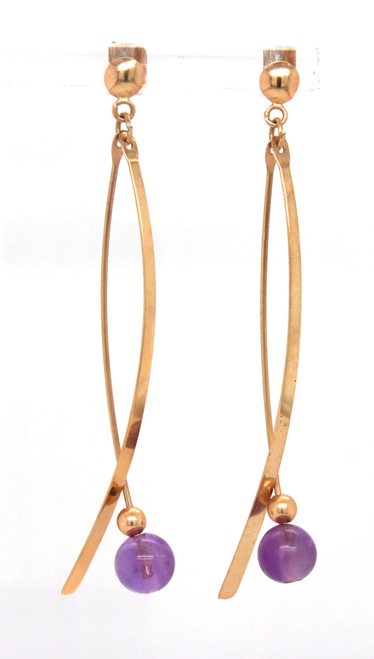 14kt Yellow gold amethyst dangle earrings