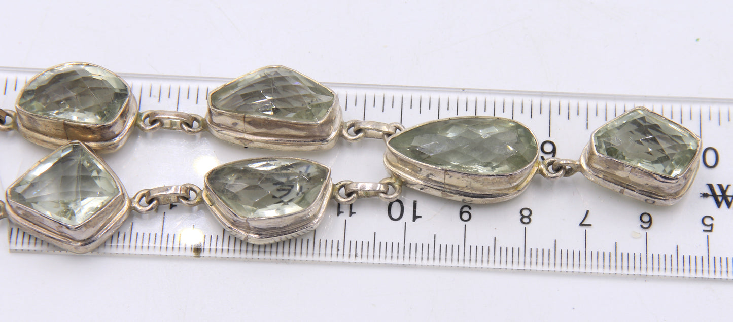 Set of 925 Sterling Silver Green Amethyst Jewelry