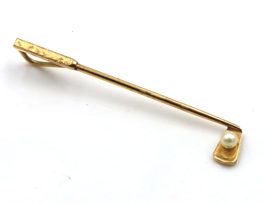 14kt Yellow gold Golf club charm pendant with pearl
