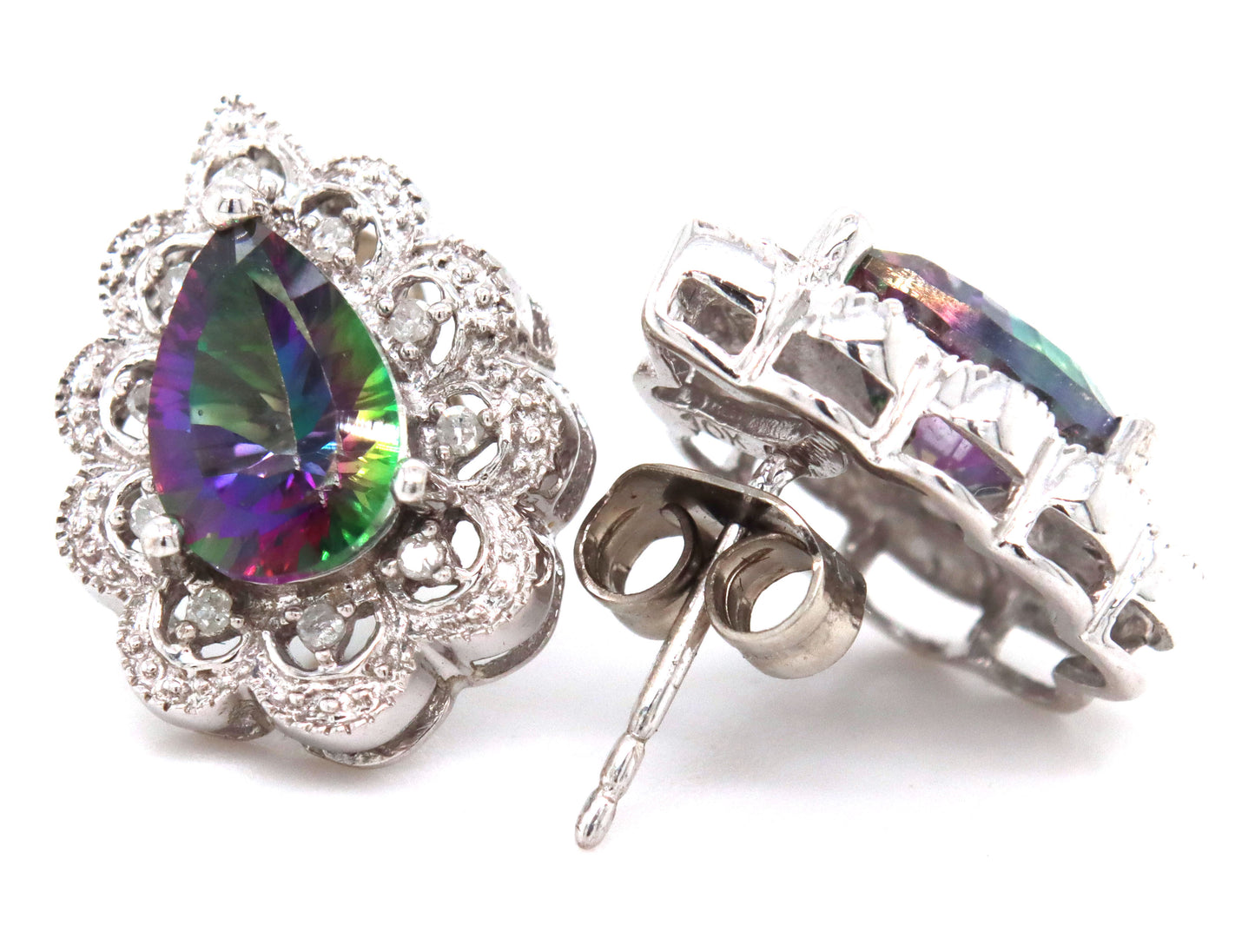 10kt White gold Mystic topaz earrings