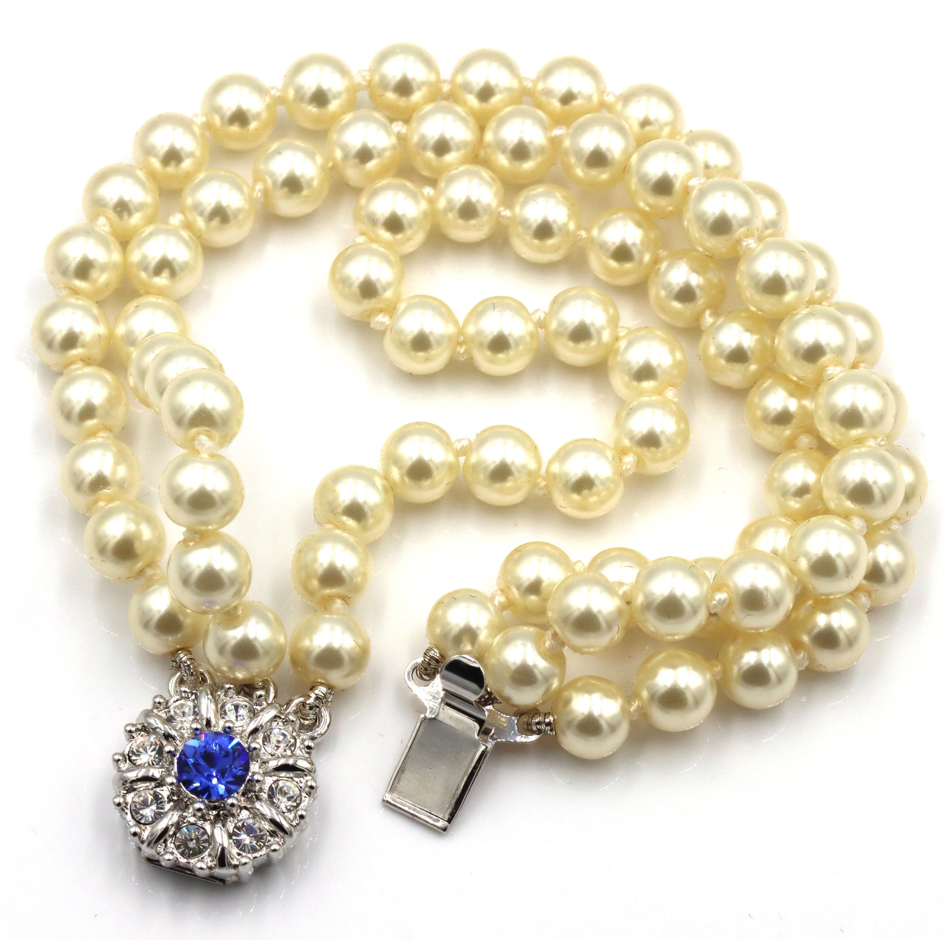Camrose & Kross JBK faux pearl and blue Swarovski crystal necklace and matching bracelet