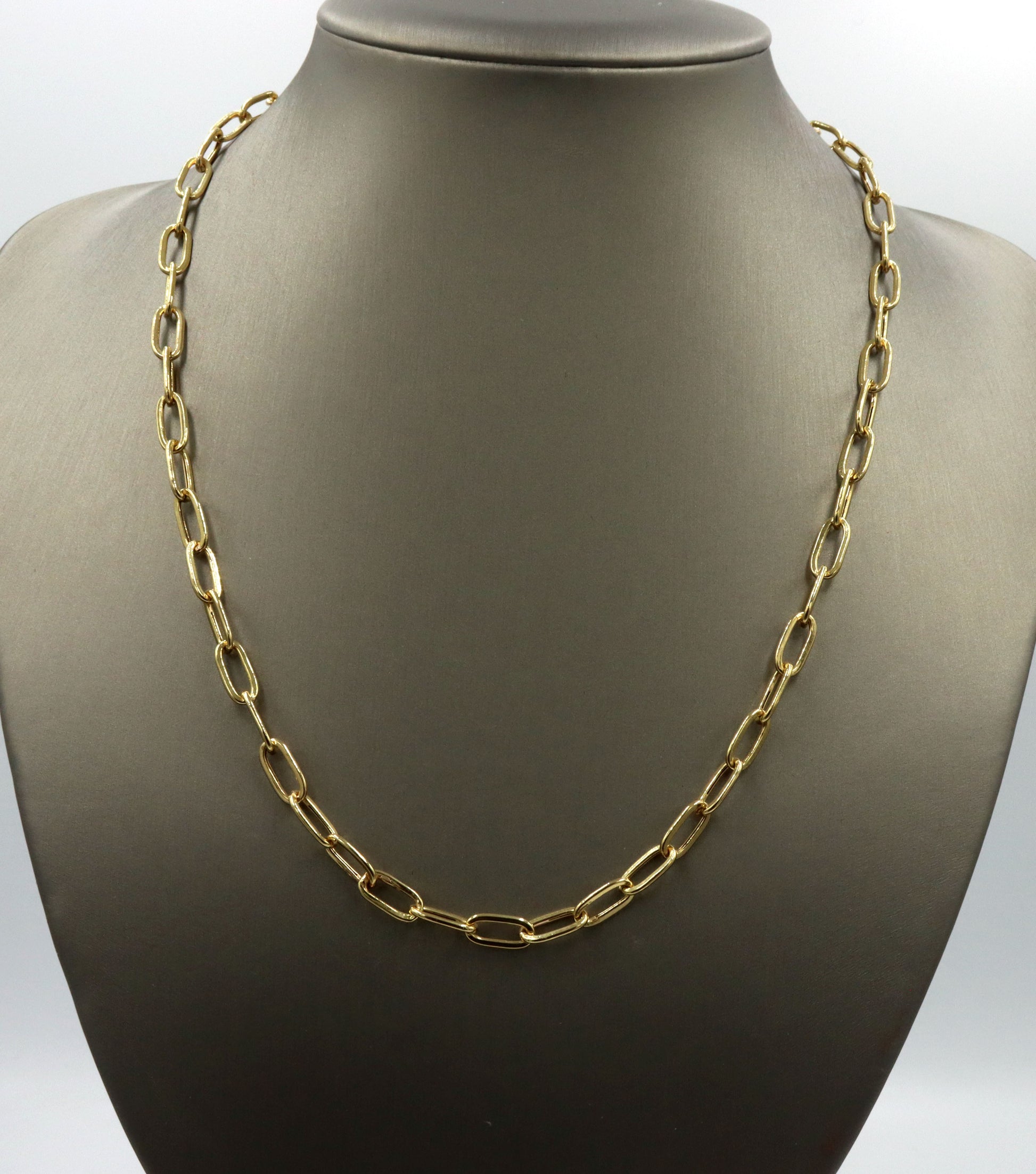 18kt Yellow gold paper clip chain necklace