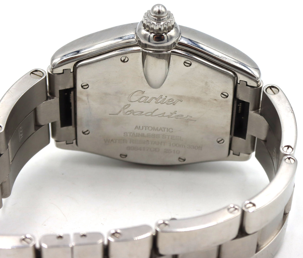 Cartier Roadster Silver Roman Numerals Dial Watch