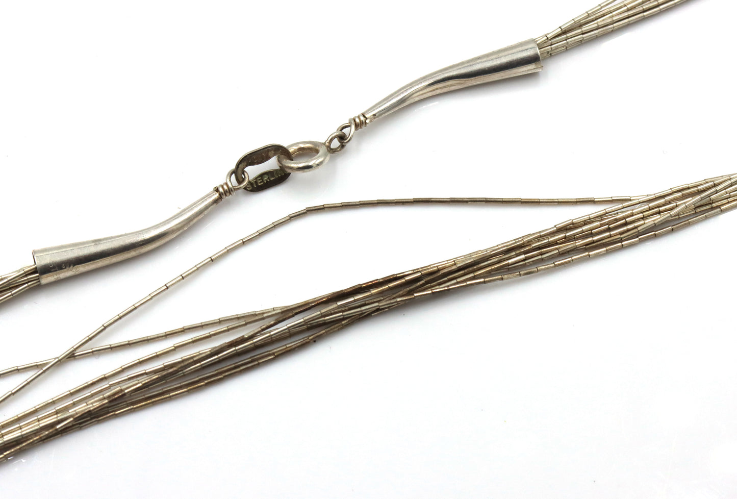 Set of Vintage 925 sterling silver multi strand necklace, bracelet and dangle earrings