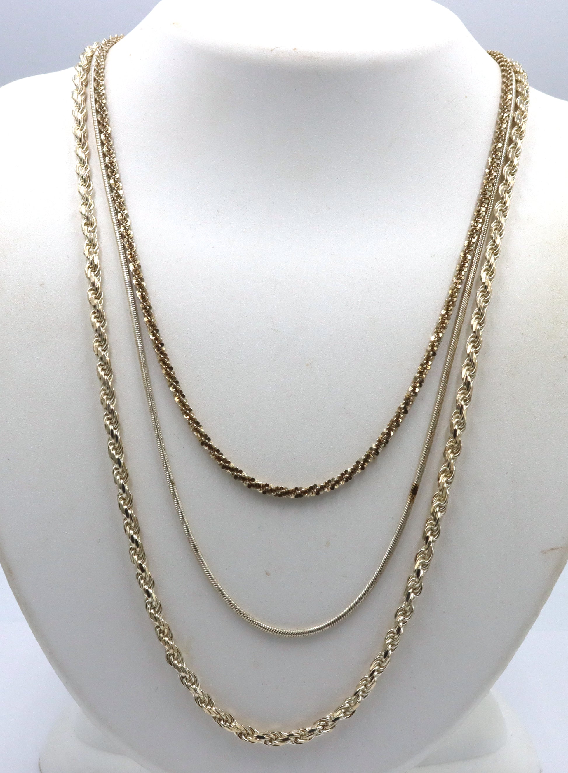 Group lot of 3 vintage 925 sterling silver chains