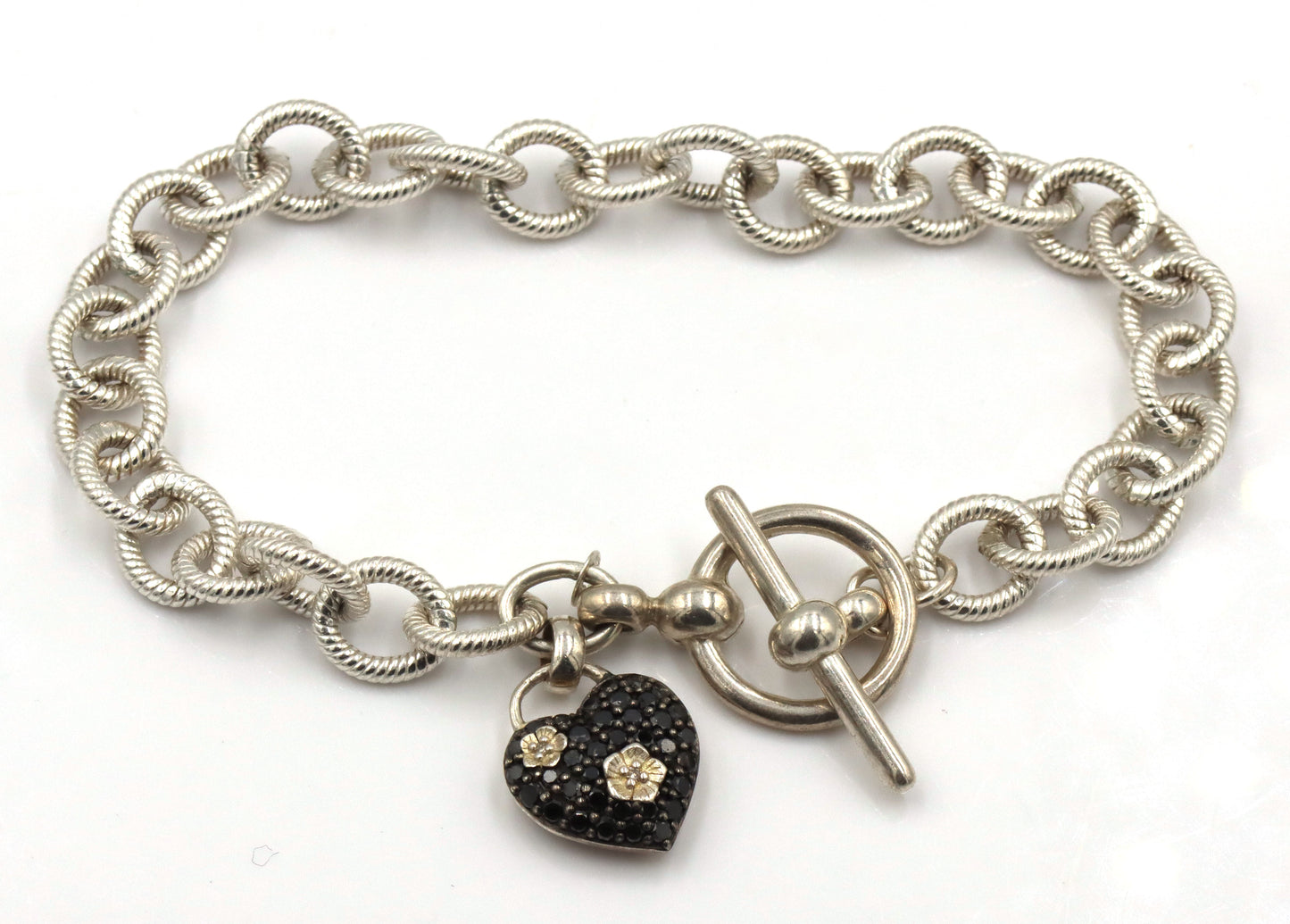 925 Sterling Silver Stephen Dweck Black Diamond Charm Bracelet