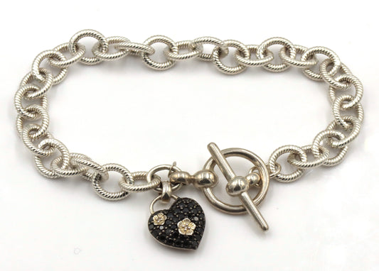 925 Sterling Silver Stephen Dweck Black Diamond Charm Bracelet