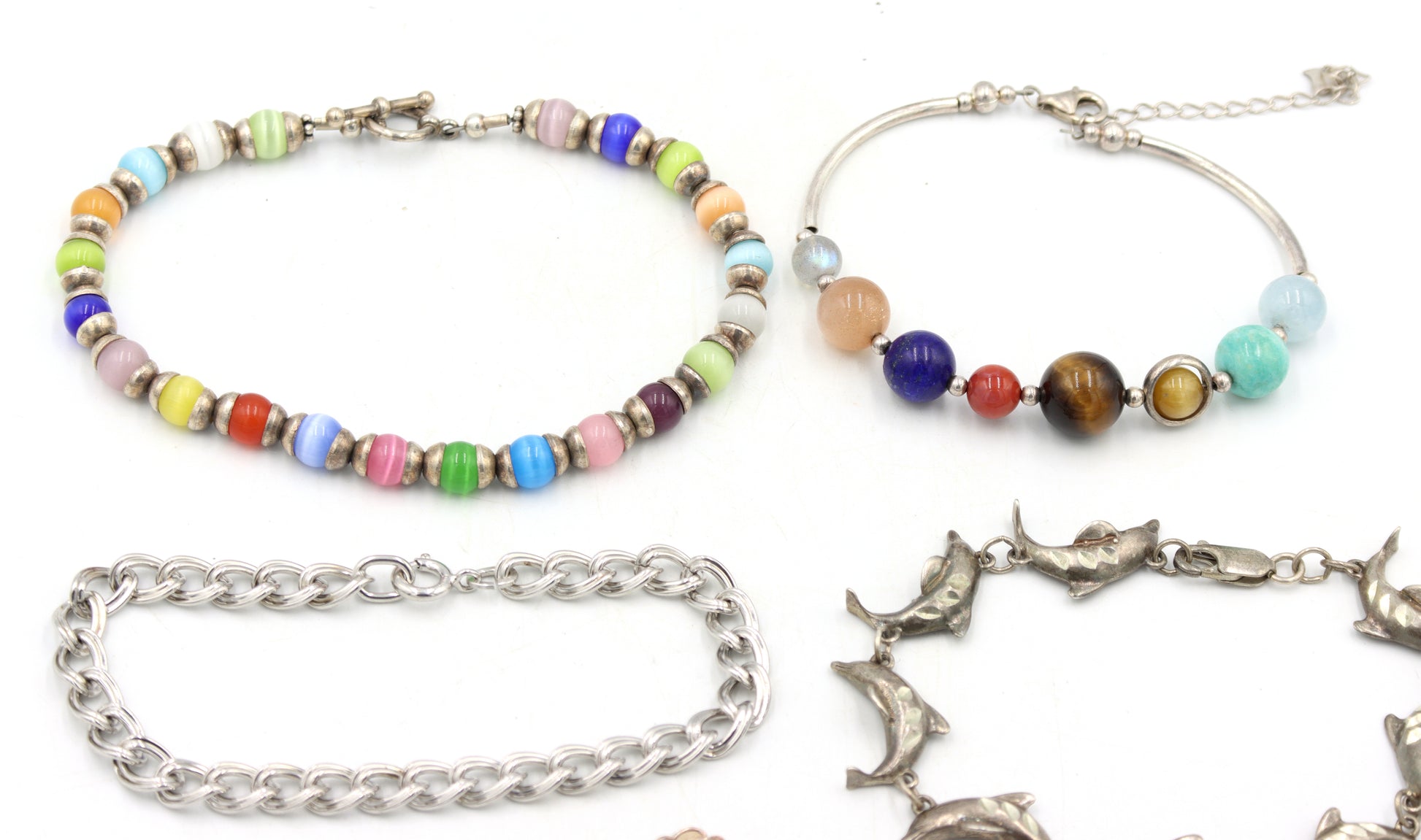 Group lot of  vintage 925 sterling silver bracelets