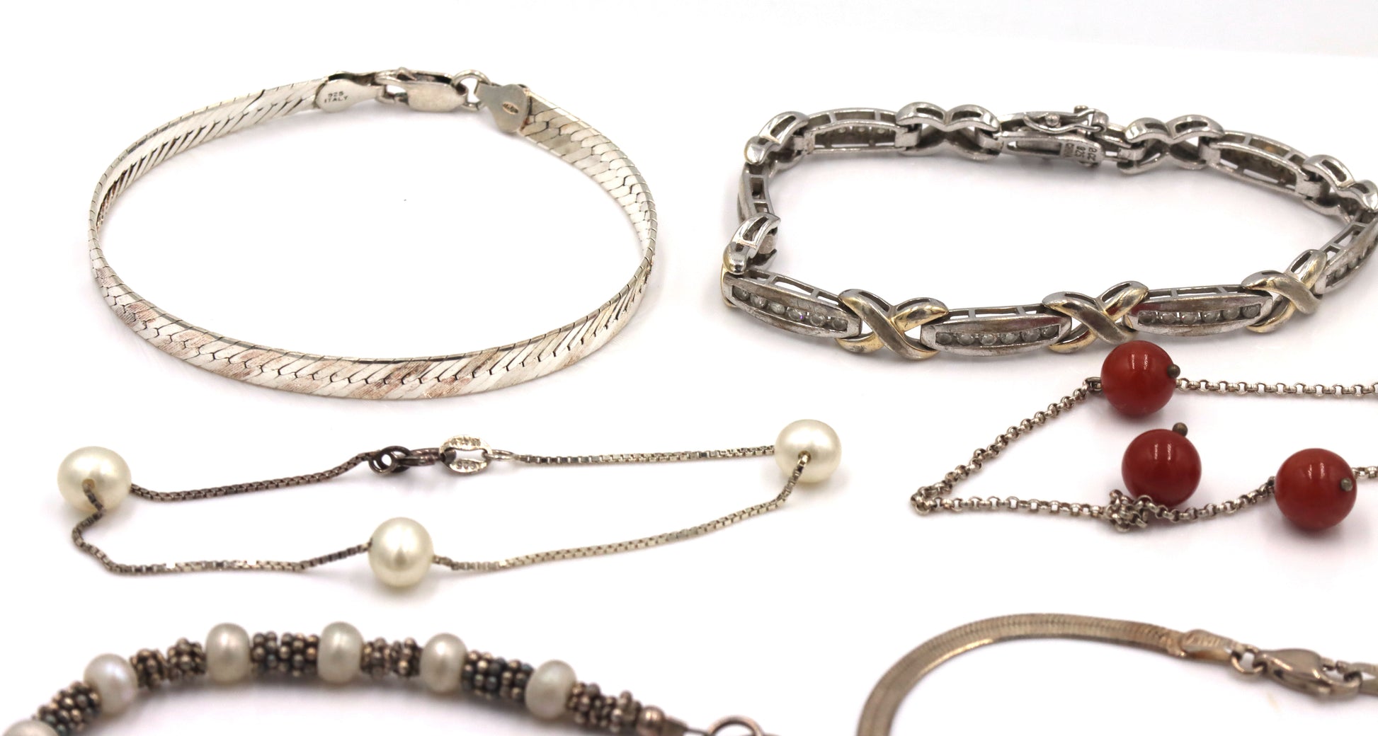 Group lot of 8 vintage 925 sterling silver bracelets
