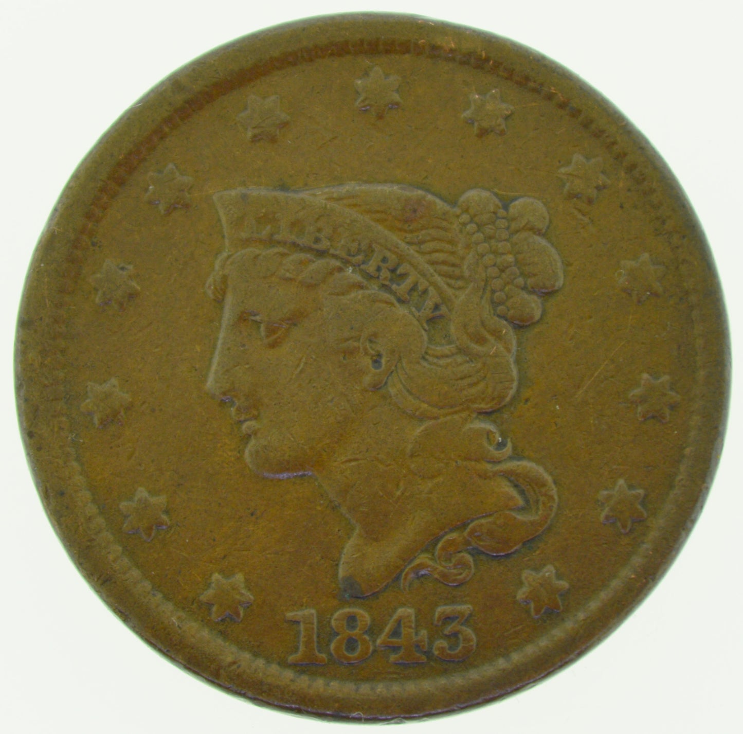 1843 Petite Head Braided Hair Large Cent