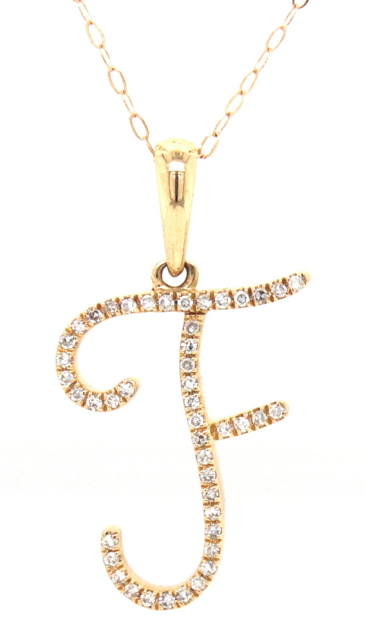 14kt Yellow gold 0.14ctw Diamond F Initial pendant on chain