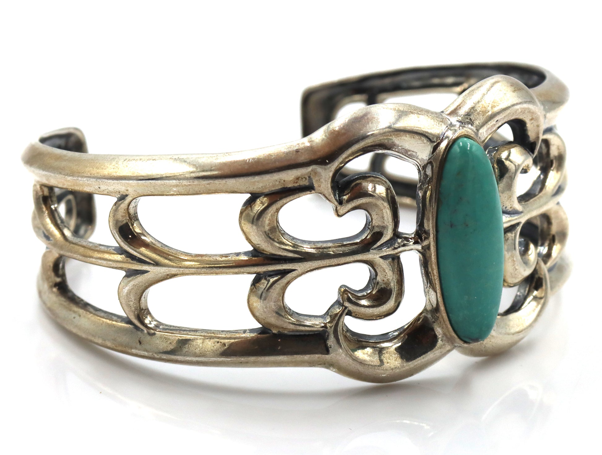 925 Sterling silver signed turquoise cuff bangle
