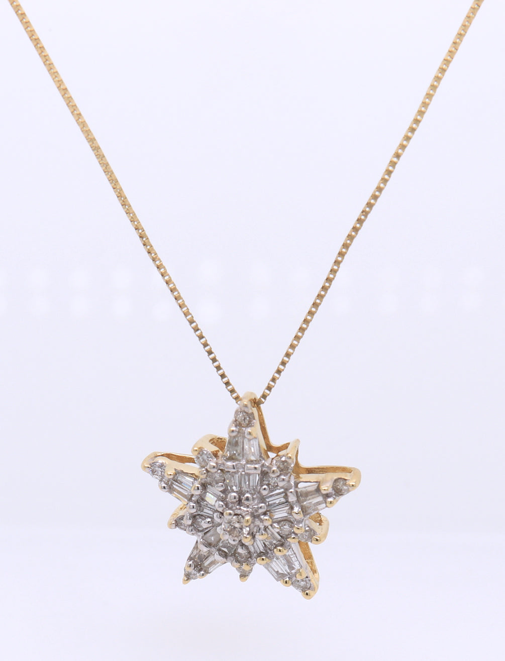 Sparkling Yellow Gold Diamond Star Pendant on Chain