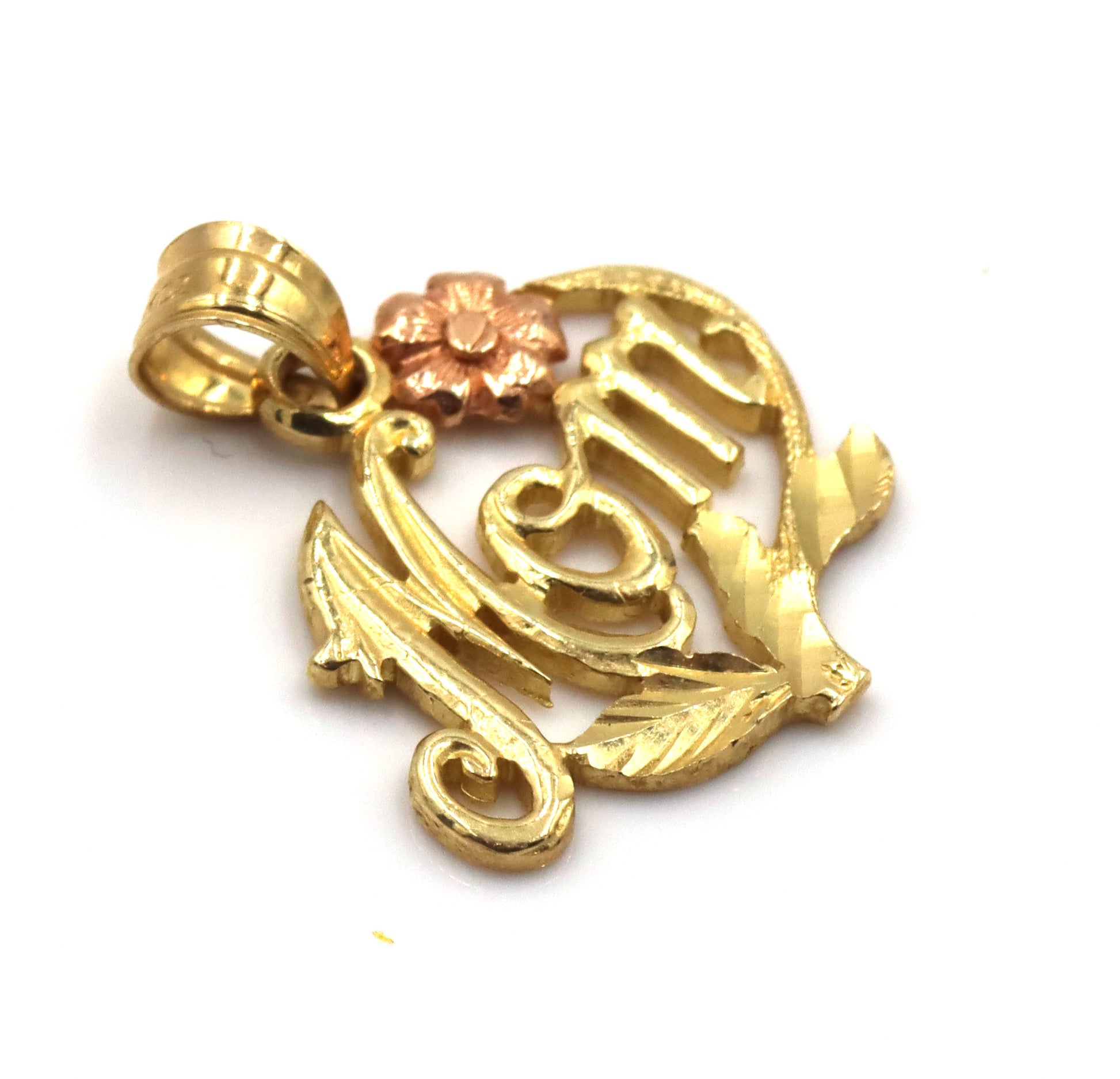 14kt Yellow gold Mom pendant charm
