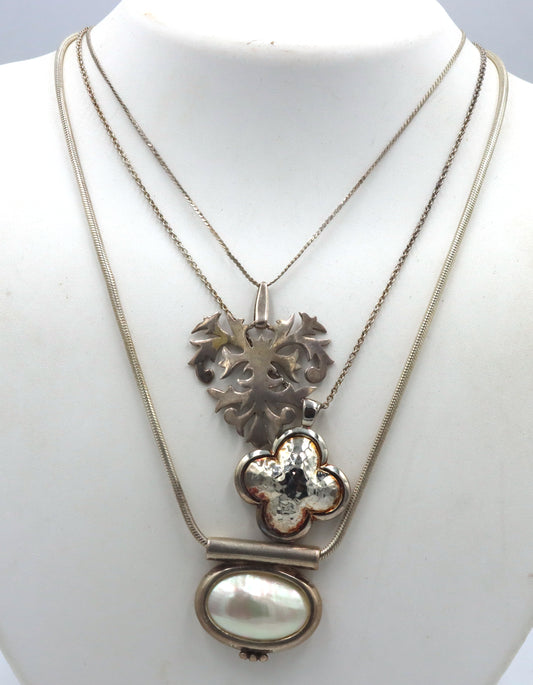 Group lot of 3 Vintage 925 sterling silver necklaces