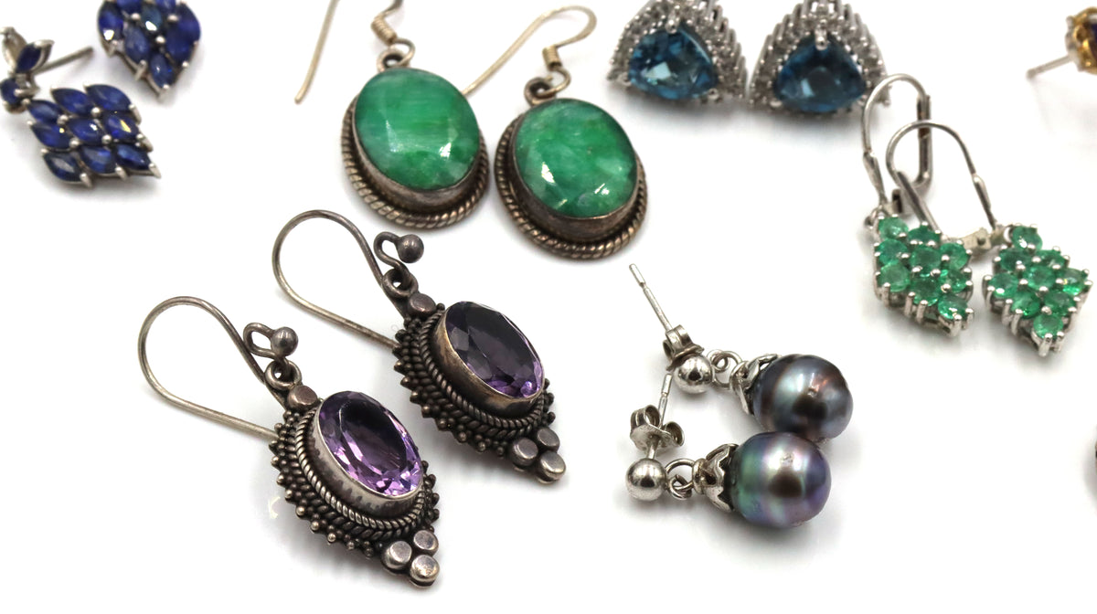 10 Pair of 925 sterling silver earrings
