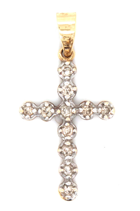 10kt Yellow gold diamond cross pendant