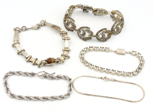 Group lot of Vintage 925 sterling silver bracelets