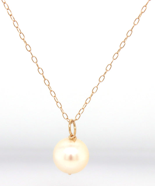 14kt Yellow gold 7.5-8mm pearl pendant on chain