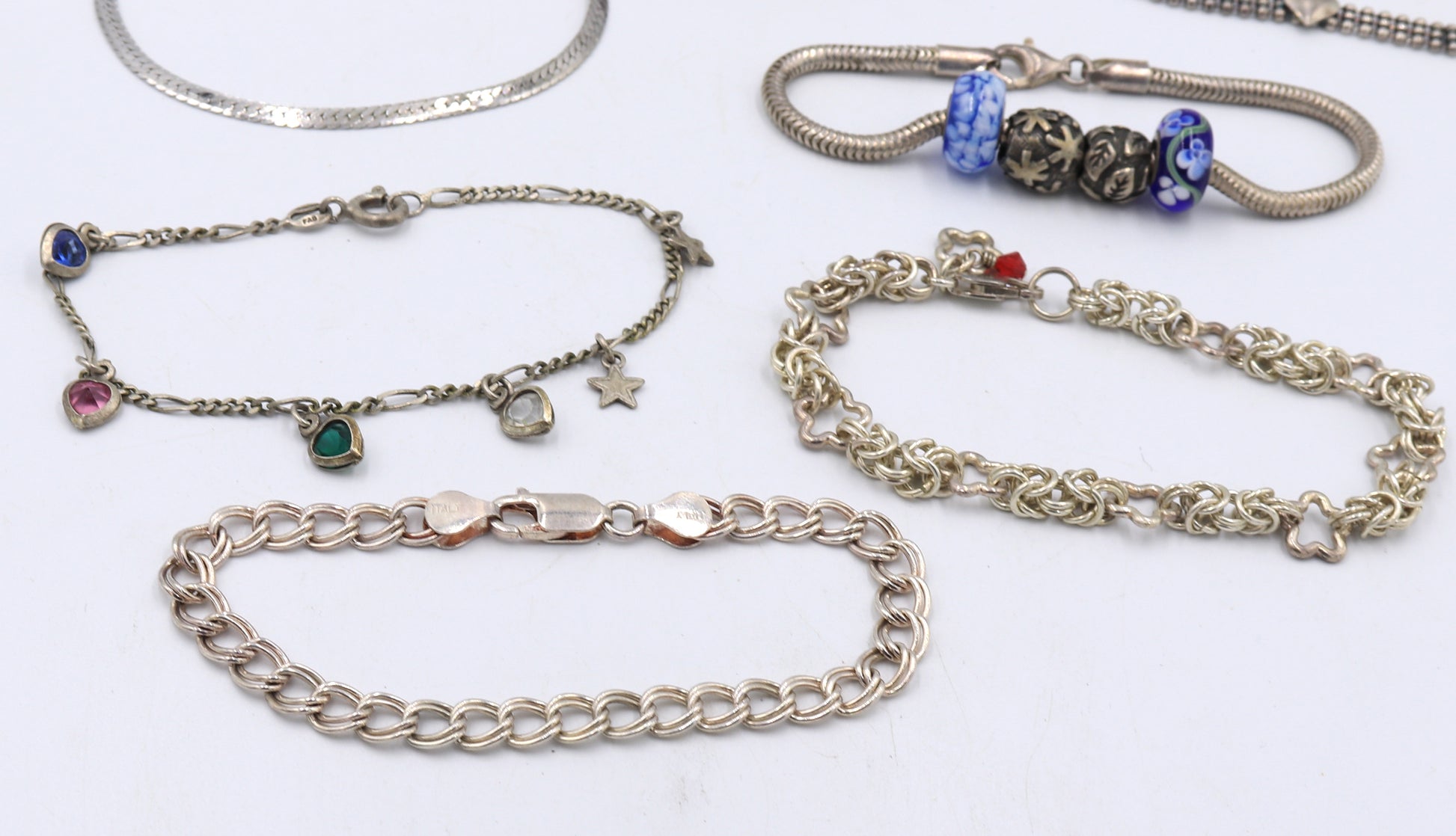 Group lot of 9 Vintage 925 sterling silver bracelets