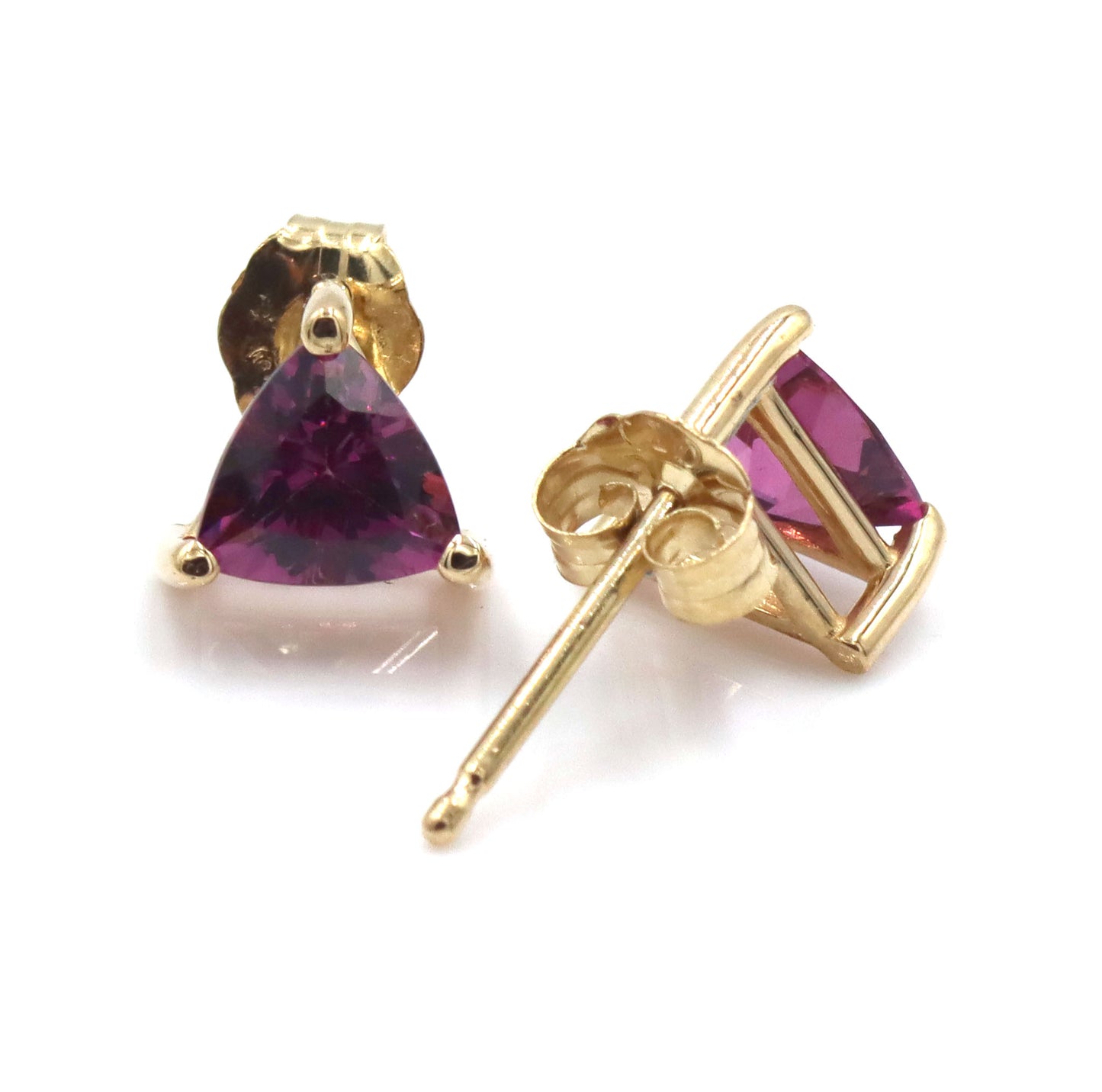 14kt  Yellow gold Triangle tourmaline stud earrings