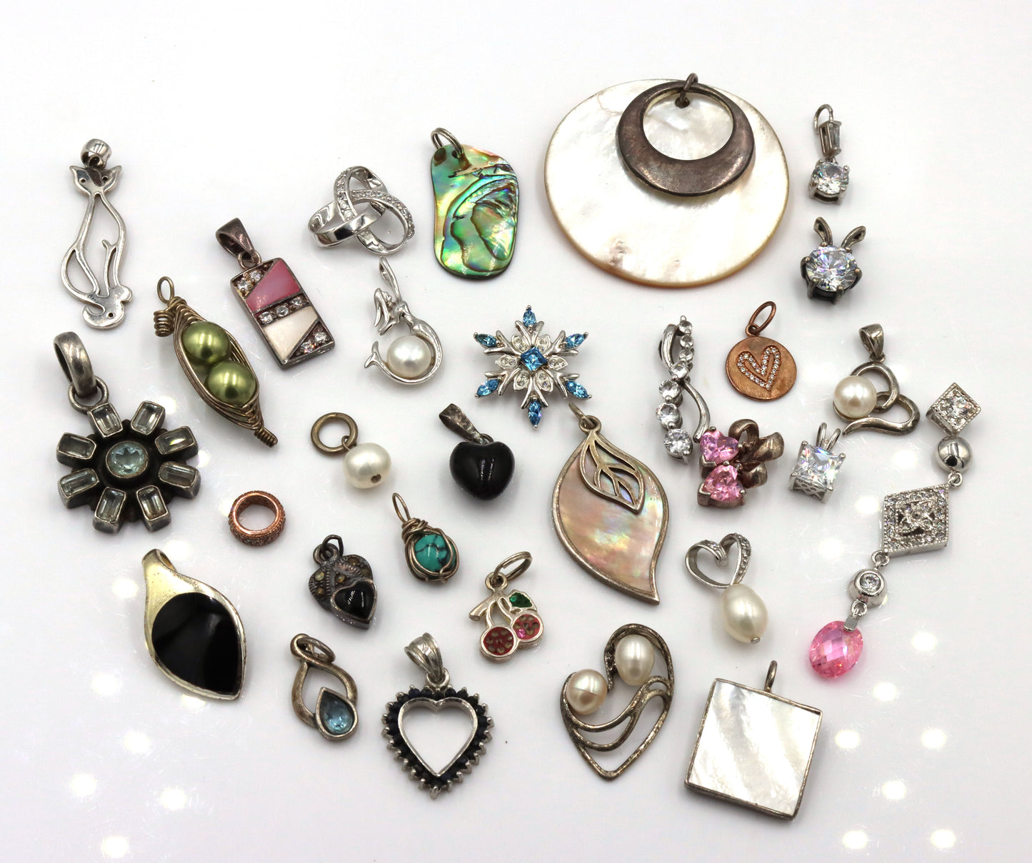 Group lot of vintage 925 sterling silver pendants