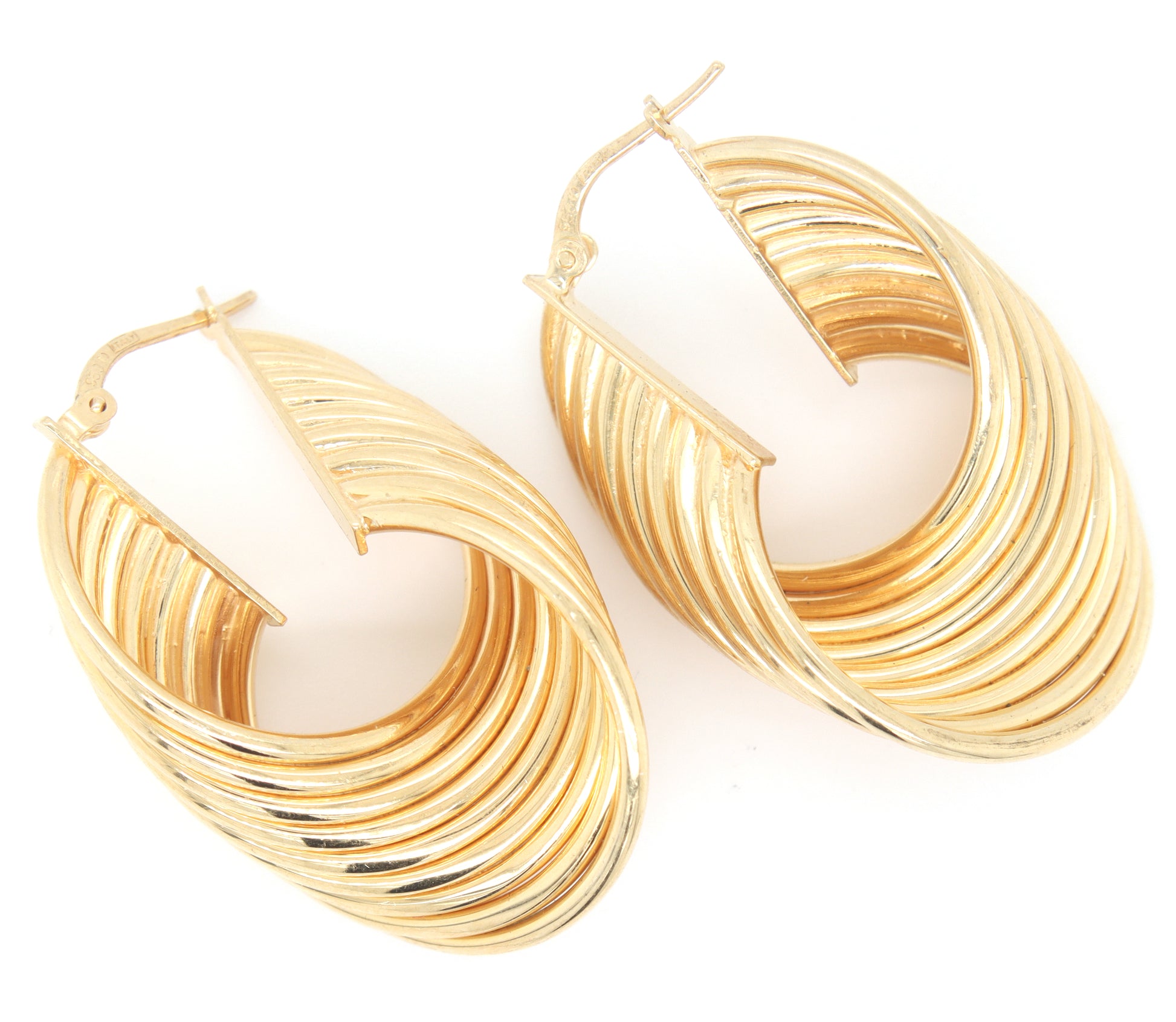 14kt Yellow gold multi row twisted earrings