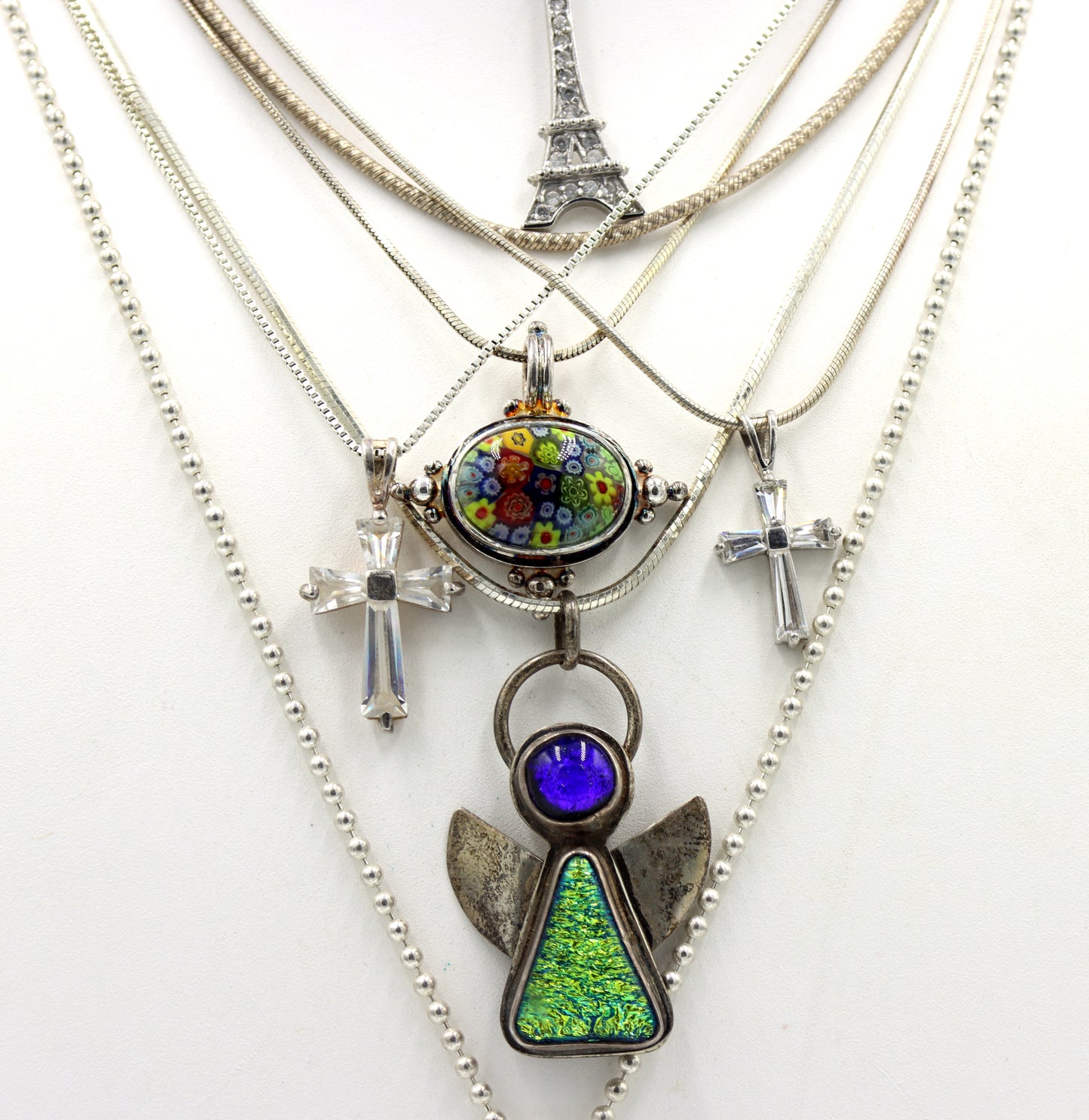 Group lot of 7 Vintage 925 sterling silver necklaces