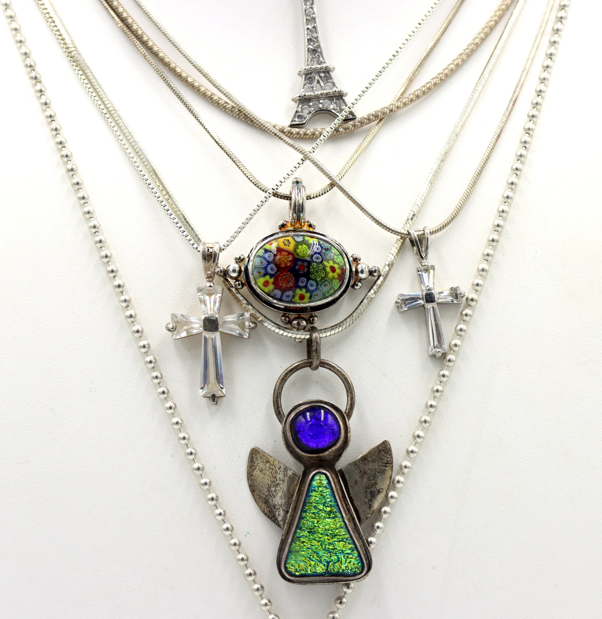 Group lot of 7 Vintage 925 sterling silver necklaces